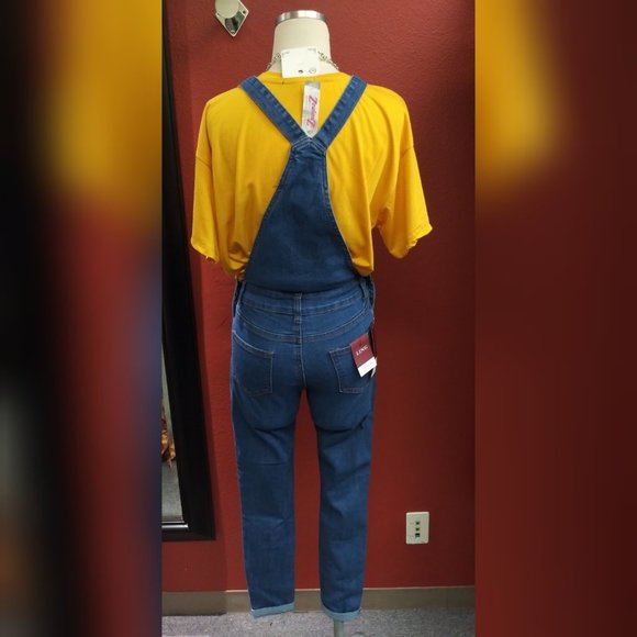 Denim Distressed Overall Jeans - Picture 4 of 7